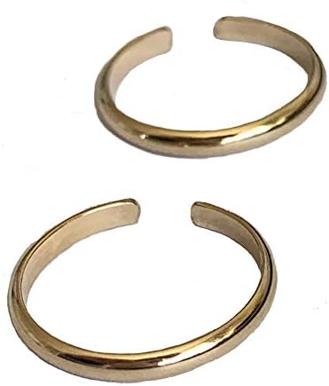 Toe Rings 2 Rings 2mm Bands In 14K Gold Fill Or Sterling Adjustable Ring For Toe Or Midi Unisex One Size Fits Most (Sterling Silver)