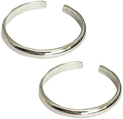 Toe Rings 2 Rings 2mm Bands in 14K Gold Fill or Sterling Adjustable Ring for Toe or Midi Unisex One Size Fits Most (Sterling Silver)