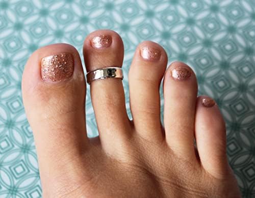 TOE RINGS & THINGS 5mm Wide Hammered Toe Ring .925 Sterling Silver Adjustable Size Unisex Style For Men Or Women
