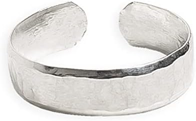 TOE RINGS & THINGS 5mm Wide Hammered Toe Ring .925 Sterling Silver Adjustable Size Unisex Style for Men or Women