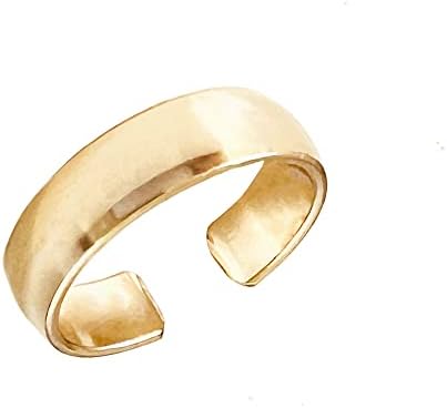 TOE RINGS & THINGS Bold Gold Adjustable Comfort Fit Toe Ring Smooth Wide Band 14k Gold Filled Toe Rings For Women Or Men