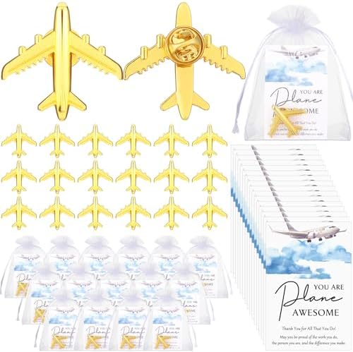 Tondiamo Flight Attendant Gifts Bulk Travel Party Favors Airplane Pins Cards Flight Attendant Accessories Travel Decorations