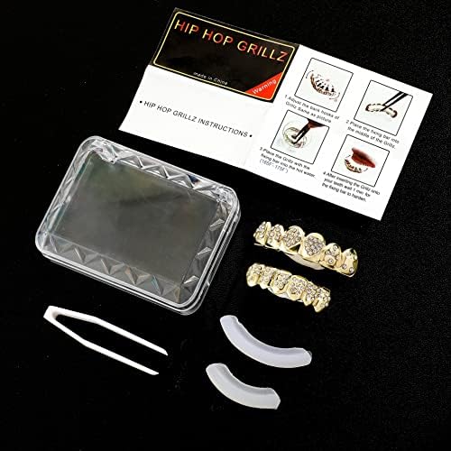 TOPGRILLZ Poker Heart Grills For Your Teeth Grillz Teeth Men Grillz For Women 18K Gold Plated Brass With Cubic Zirconia Hip-Hop Cosplay Costume Accessory