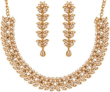 Touchstone Indian wedding jewelry set gold traditional necklaces for women statement rhinestone sets hollywood glamour style crystal stone bridal costume golden necklace
