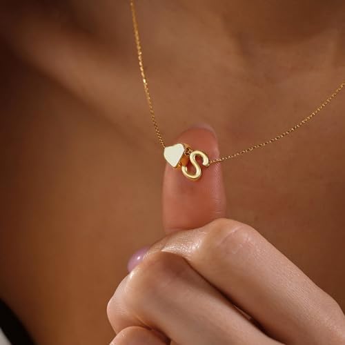 Turandoss Heart Initial Necklace For Women Teen Girls - 18K Gold Plated Letter A-Z Pendant Necklace Dainty Heart Necklaces Tiny Initial Necklaces Birthday Gifts For Women Jewelry