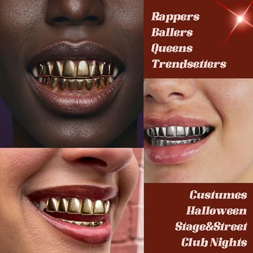 UBGICIG Grillz Grill Set Dental Grills For Your Teeth Grillz Teeth Men Vampire Fake Halloween Teeth Caps Jewelry