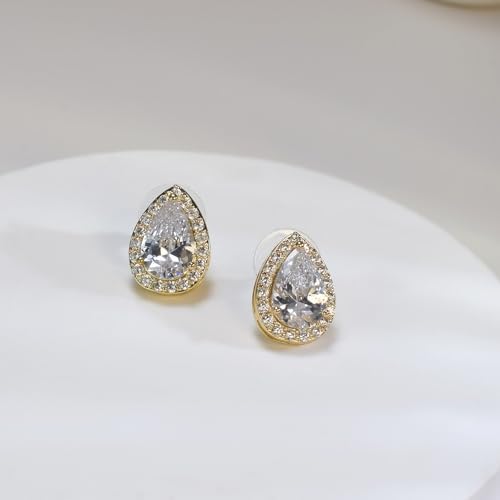 UDYLGOON Imitation Cubic Zironia Diamond Teardrop Earrings Necklace Bracelet Jewelry Set For Bride Bridesmaids Bridal Wedding Party Prom Jewelry Gift