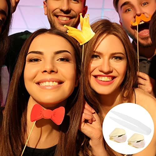 ULTNICE 2pcs Gold Plated Hip Hop Teeth Single Tooth Decoration For Parties Concerts & Halloween Shiny Brass Accessories