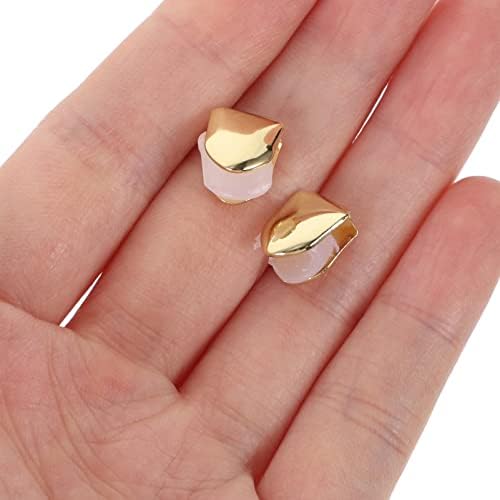 ULTNICE 2pcs Gold Plated Hip Hop Teeth Single Tooth Decoration For Parties Concerts & Halloween Shiny Brass Accessories