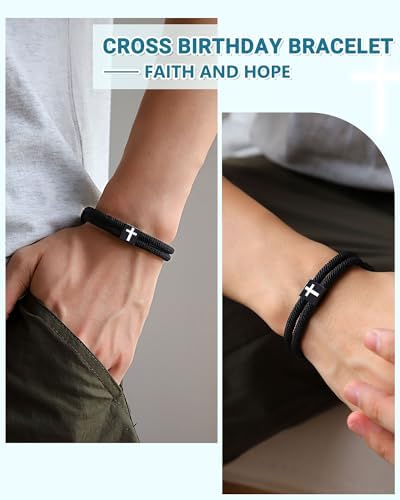 UNGENT THEM Cross Bracelet Happy 8-16th Birthday Gifts For Him Son Grandson Nephew
