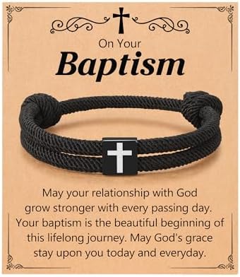 UNGENT THEM Cross Braided Rope Bracelet for Men Boys Christmas Valentines Graduation Easter Christian Baptism Gifts Couples Son Daughter Brother Teens Girls