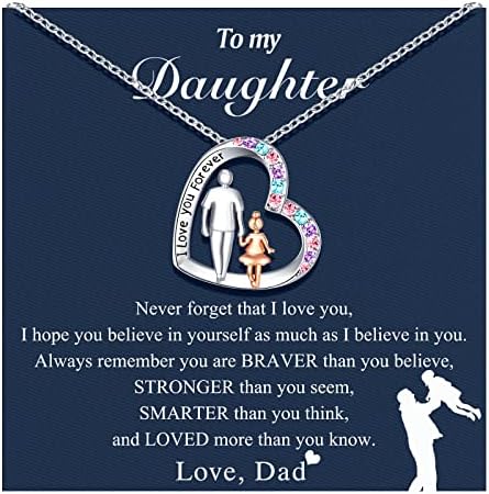 UNGENT THEM Daughter Necklace from Dad Daddy Father Valentines Birthday Gifts for Kids Girls Teen Tween Jewelry 8 10 12 13 14 16 11