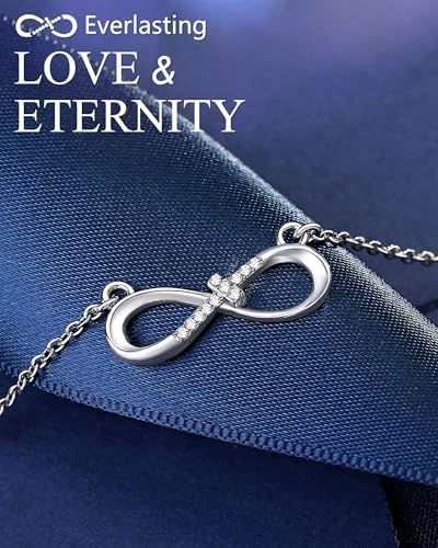 UNGENT THEM Happy 10th 11th 12th 13th 14th 16th 18th 21st Birthday Gifts Love Is Forever Infinity Cross Necklace Religious Presents For Women Her