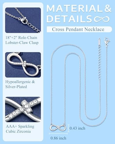 UNGENT THEM Happy 10th 11th 12th 13th 14th 16th 18th 21st Birthday Gifts Love Is Forever Infinity Cross Necklace Religious Presents For Women Her