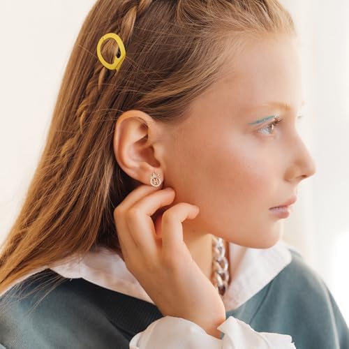 Unicorn Earrings Gifts For Girls - 925 Sterling Silver Stud Earrings Hypoallergenic Initial Unicorn Earring For Girls Kids Jewelry CZ Birthday Gifts