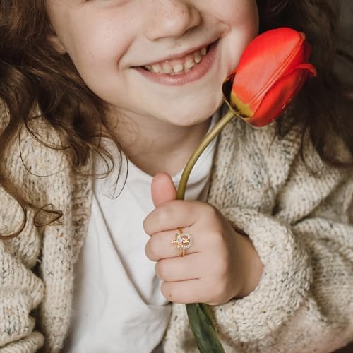 Unicorn Rings For Girls 14K Gold Plated/Rose Gold Plated/Sterling Silver Unicorn Rings For Kids Cute Initial Toddler Ring Adjustable Letter Rings For Teen Girls Gifts Hypoallergenic No Tarnish