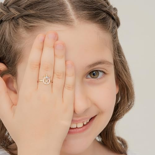 Unicorn Rings Gifts For Girls Daughter - Adjustable Initial Ring Dainty Cute Unicorn Rings For Girl Teens Little Girls Jewelry Birthday Gift