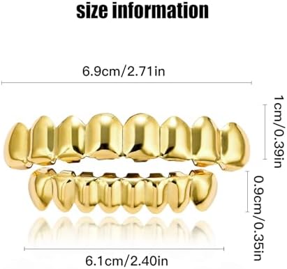 Unisex Gold-Plated Brass Hip Hop Imitation Diamond Fang Vampire Grillz Halloween Costume Accessory Cosplay Teeth Grillz With Extra Molding Bars