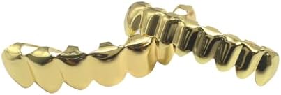 Unisex Gold-Plated Brass Hip Hop Imitation Diamond Fang Vampire Grillz Halloween Costume Accessory Cosplay Teeth Grillz With Extra Molding Bars