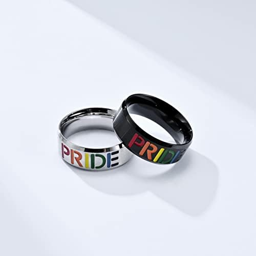 Unisex Stainless Steel Homosexuals Lesbian LGBT Gay Rainbow Flag Pride Signet Wedding Ring