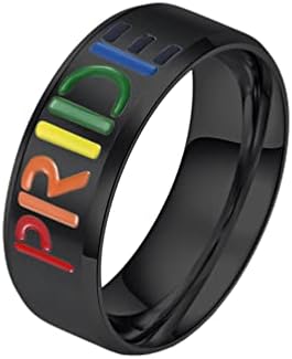 Unisex Stainless Steel Homosexuals Lesbian LGBT Gay Rainbow Flag Pride Signet Wedding Ring