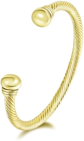 UNY Jewel Bracelet Designer Brand Inspired Women Jewelry 4.5mm Thin Twisted Cable Wire Bangle Gem Stone Christmas Day Gift