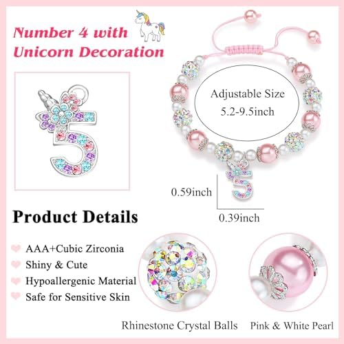 UPROMI Birthday Gifts For 3-12 Year Old Girl Unicorn Bracelet Christmas Gifts For Daughter/Granddaughter/Niece