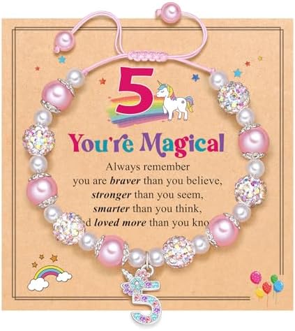 UPROMI Birthday Gifts for 3-12 Year Old Girl Unicorn Bracelet Christmas Gifts for Daughter/Granddaughter/Niece