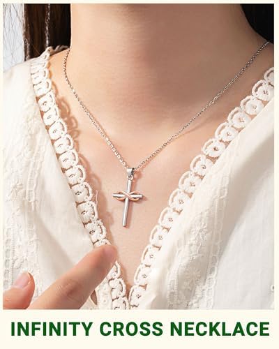 UPROMI Cross Necklace For Granddaughter/Daughter Christmas Religious Christian Valentines Birthday Gifts
