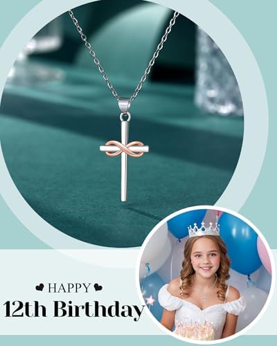 UPROMI Happy 10th/11th/12th/13th/14th/15th/16th/17th/18th/21st Birthday Gifts For Girls Her Cross Necklace Birthday Gift Ideas
