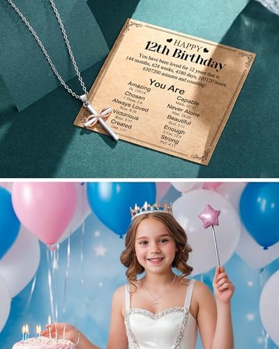 UPROMI Happy 10th/11th/12th/13th/14th/15th/16th/17th/18th/21st Birthday Gifts For Girls Her Cross Necklace Birthday Gift Ideas