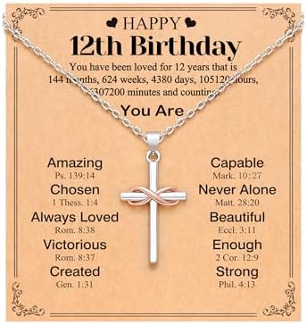 UPROMI Happy 10th/11th/12th/13th/14th/15th/16th/17th/18th/21st Birthday Gifts for Girls Her Cross Necklace Birthday Gift Ideas