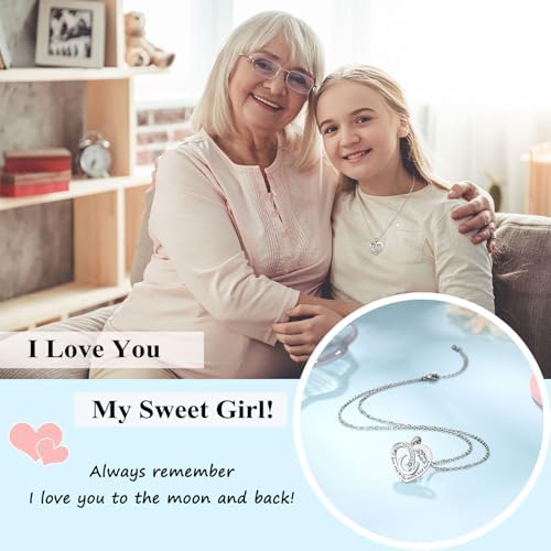 UPROMI To My Granddaughter/Daughter/Niece Gifts Necklace Valentines Christmas Birthday Gifts I Love You To The Moon And Back