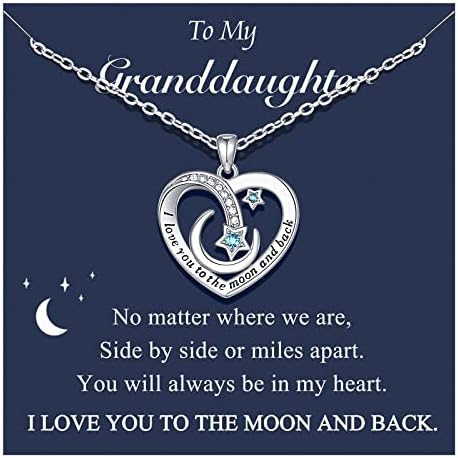 UPROMI To My Granddaughter/Daughter/Niece Gifts Necklace Valentines Christmas Birthday Gifts I Love You to The Moon and Back