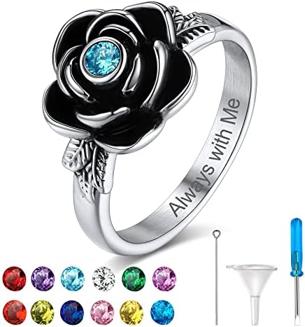 Urn Rings for Ashes for Women Personalized Stainless Steel Cremation Ring with Ashes for Funeral Keepsake Gift Memorial Jewelry