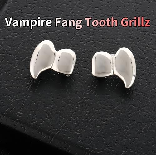 Vampire Fang Gold Tooth Cap 2-Piece Set Sharp Canine Style Dental Jewelry For Women Men Hip Hop Parties Halloween Costume Events