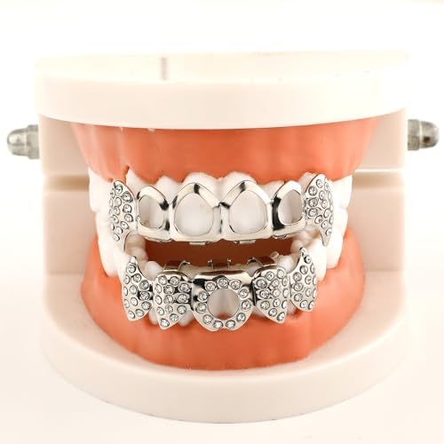 Vampire Teeth Fang Grillz Hollow Braces For Sharp Teeth 14K Gold Silver Plated Hip Hop Fangs Top Bottom Teeth Grills For Men And Women