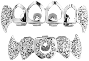 Vampire Teeth Fang Grillz Hollow braces for sharp teeth 14K Gold Silver Plated Hip Hop Fangs Top Bottom Teeth Grills for Men and Women