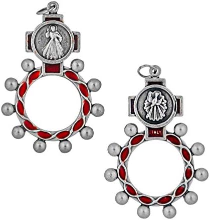 Venerare 2" Traditional Rosary Ring 6 Dual Holy Subjects Prayer Accessories Catholic Gift for Confirmation Christian Home Goods