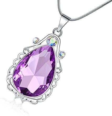 Vinjewelry Sofia Necklace Amulet Teardrop Amethyst Pendant Necklace Sofia Princess Costumes Jewelry For Little Girls