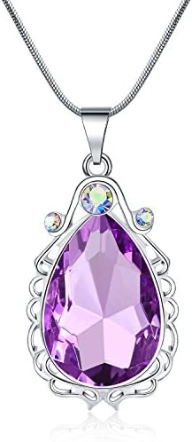 Vinjewelry Sofia Necklace Amulet Teardrop Amethyst Pendant Necklace Sofia Princess Costumes Jewelry for Little Girls