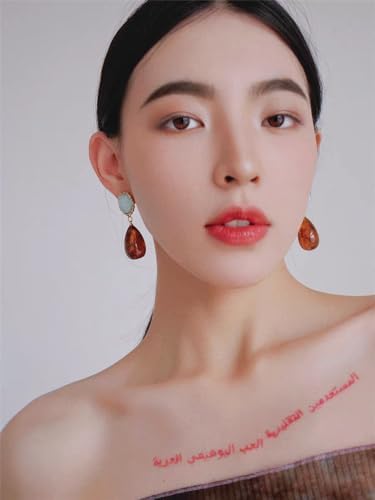 Vintage Amber Teardrop Dangle Earrings For Women Girls Hypoallergenic Lightweight Big Waterdrop Resin Statement Drop Dangling Stud Earrings Antique Holiday Birthday Theme Party Jewelry Gifts