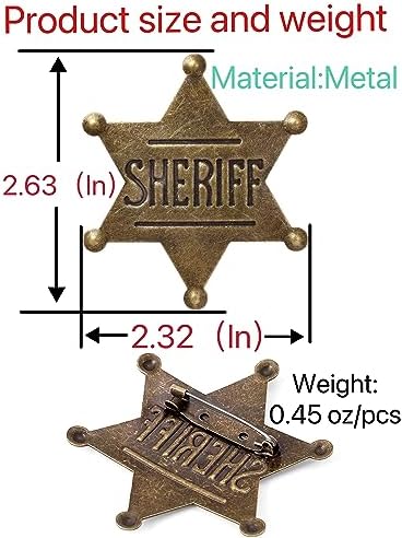 Vintage Large Sheriff Deputy Badge Brooch - Western Toy Sheriff Badge Brooch For Boys & Girls Party Costumes - Decorative Props In Bulk