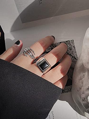 Vintage Skull Hand S925 Sterling Silver Open Band Ring For Women Girls Statement Adjustable Expandable Oxidized Gothic Skeleton Devil's Talons Finger Pinky Rings Comfort Fit Unisex Jewelry