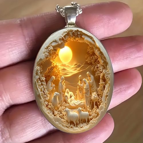 Vintage Zinc Alloy Nativity Scene Pendant - Intricate Carved Design With Mary Joseph & Baby Jesus Carry Your Faith On-the-Go Suitable For Men And Women 1 PCS