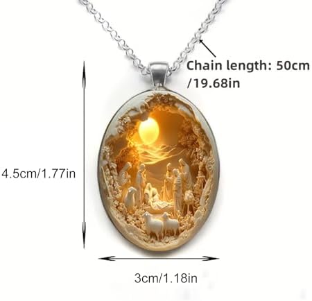 Vintage Zinc Alloy Nativity Scene Pendant - Intricate Carved Design With Mary Joseph & Baby Jesus Carry Your Faith On-the-Go Suitable For Men And Women 1 PCS