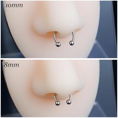 Vsnnsns 14G 16G 18G Septum Rings Piercing Jewelry 316L Stainless Surgical Steel Horseshoe Septum Nose Rings Snake Bite Lip Ring Daith Rook Earrings Smiley Piercing Jewelry For Women Men 8MM 10MM 12MM