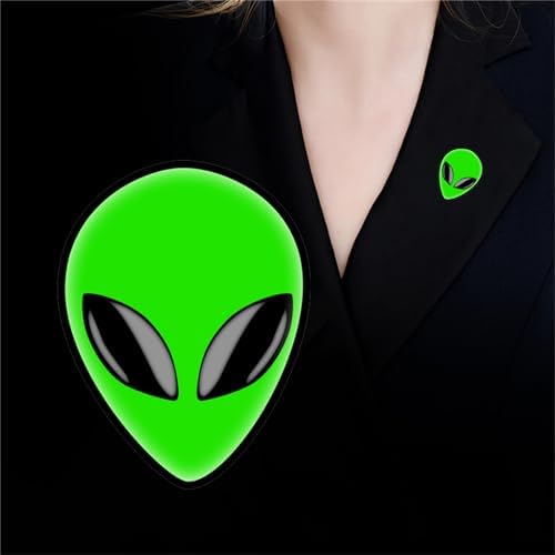 WCRAZYE Green Alien Brooch Pin For Women Girls Cute Funny Enamel Cartoon Universe Spaceship Alien Head Brooches UFO Alloy Pins Badge For Backpacks Planet Pins For Jackets