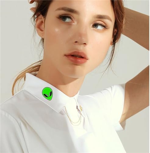 WCRAZYE Green Alien Brooch Pin For Women Girls Cute Funny Enamel Cartoon Universe Spaceship Alien Head Brooches UFO Alloy Pins Badge For Backpacks Planet Pins For Jackets