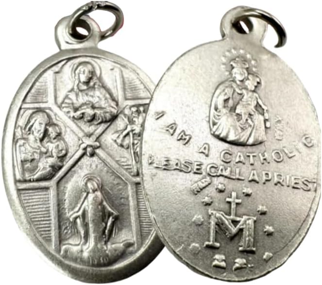 Westmon Works Four Way Medal With Act Of Contrition I Am Catholic Call A Priest Laminated Divine Mercy Holy Card Set